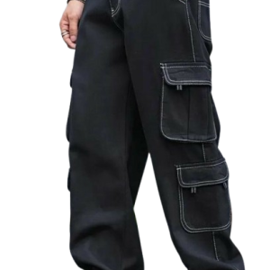 Black Denim Cargo Trouser